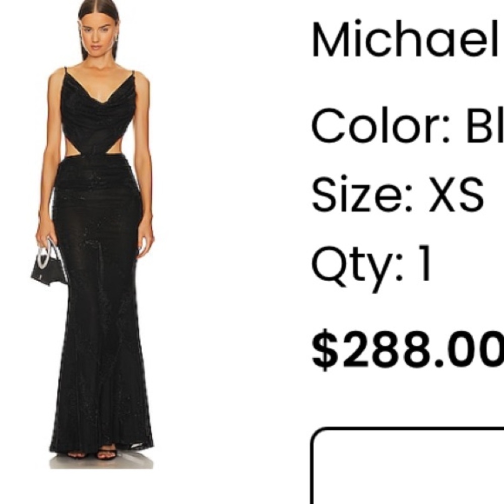 WORN ONCE Michael Costello Black Gown